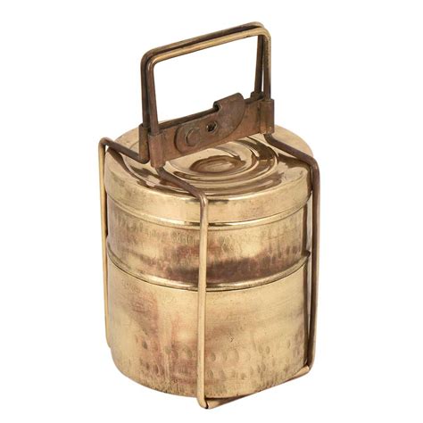 Indian Brass Tiffin Box With Two Containers