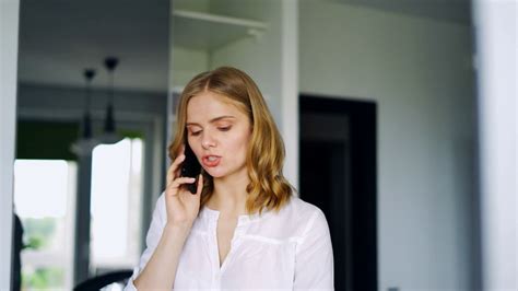 Serious Woman Discussing On Phone Close Up Stock Footage SBV-326289144 ...