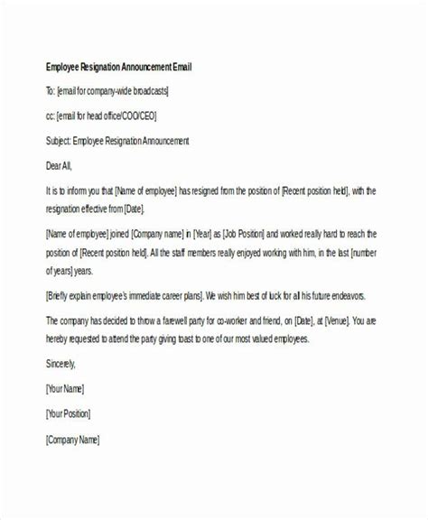 How To Announce An Employee Is Leaving Example Coverletterpedia