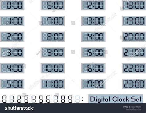 Digital Clock Numbers Illustration Set Stock Vector (Royalty Free ...