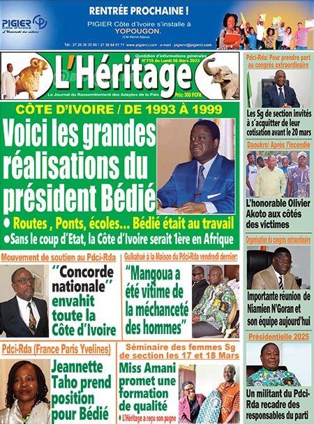 Titrologie Mars Revue De La Presse Ivoirienne Rhdp Ppa Ci