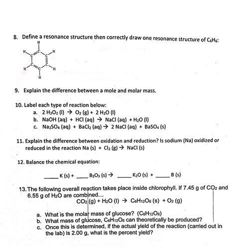 Solved 8. Define a resonance structure then correctly draw | Chegg.com