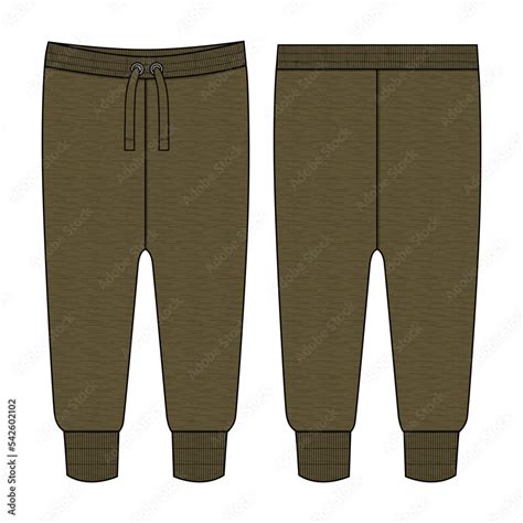 Fleece Fabric Jogger Sweatpants Technical Fashion Flat Sketch Vector