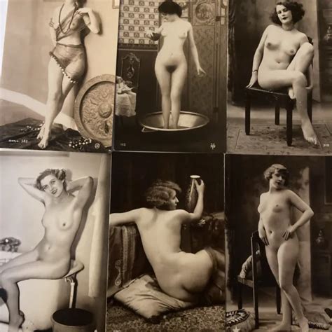 6 X VINTAGE Nude Lady Risque Naked Edwardian French Lady Postcards FREE