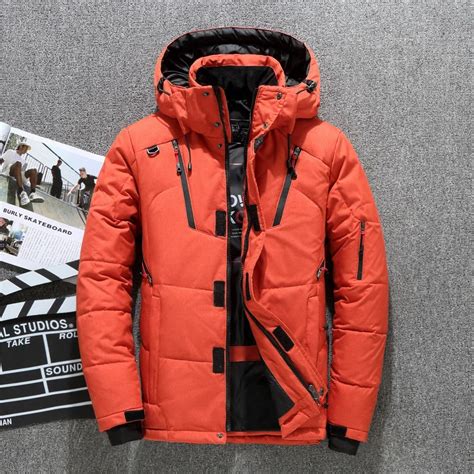 Chaqueta gruesa de plumón de pato blanco para hombre Parkas de nieve