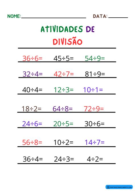 Atividades De Divisão De Um Dígito Para Crianças Com Tdah Ponto Do