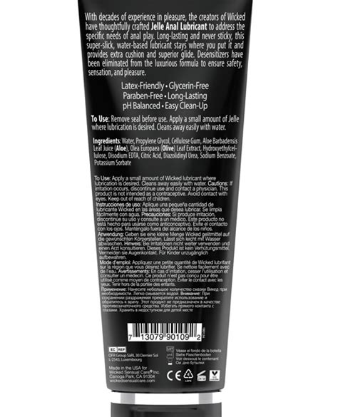 Wicked Sensual Care Jelle Water Based Anal Lubricant 8 Oz Fragrance