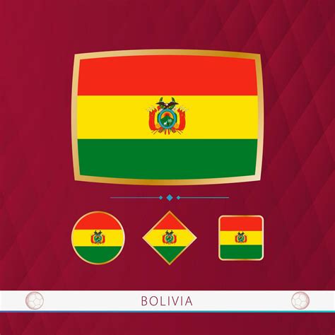 Set of Bolivia flags with gold frame for use at sporting events on a