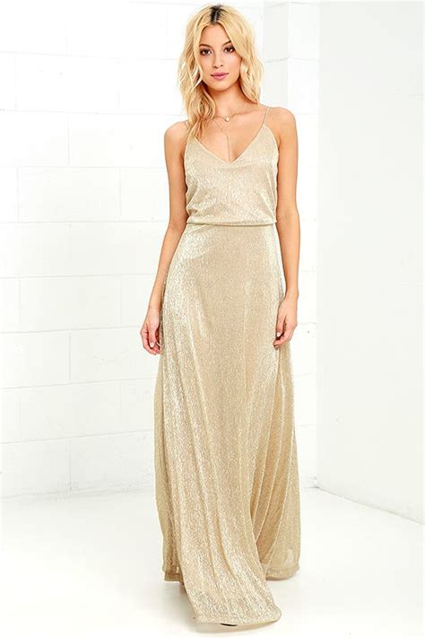 Lovely Gold Dress Maxi Dress Metallic Dress 94 00 Lulus