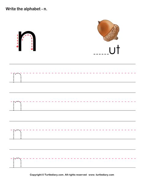 Letter N Handwriting Practice Worksheet Have Fun Teaching Worksheets Library