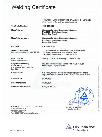 EN 1090 CE Marking OsmaCom For Steel Concrete Industries