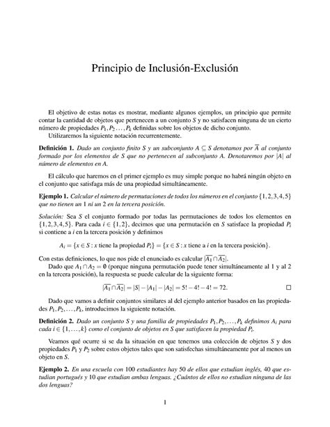 Principio Del Inclusion Exclusion Principio De Inclusi N Exclusi N El