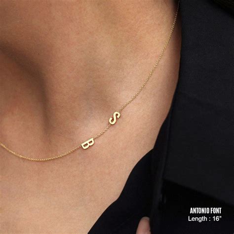 14k Solid Gold Initial Necklace 14k Solid Gold Two Letters Etsy