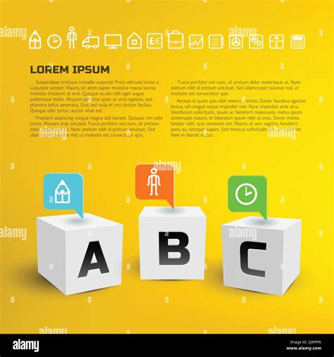 Business Infographics With Pointers At 3d Cubes And Set Of Monochrome