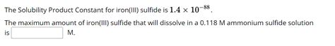 Solved The Solubility Product Constant for iron(III) | Chegg.com