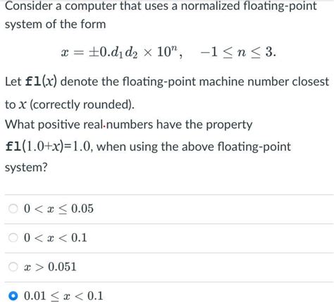 Solved Consider A Computer That Uses A Normalized Chegg