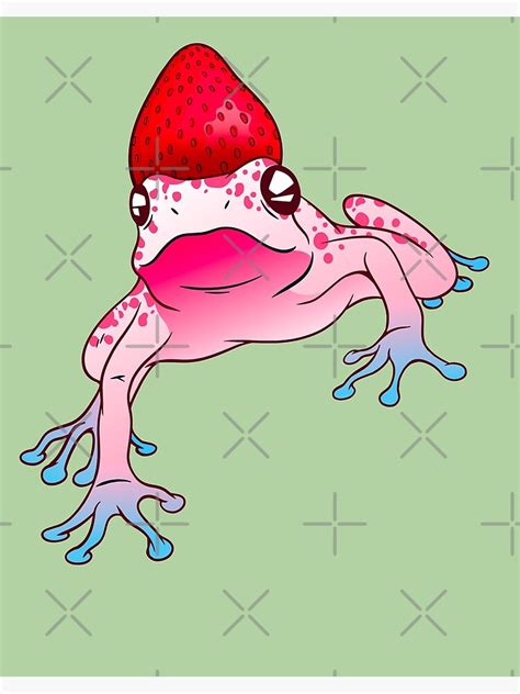 Strawberry Frog Poster For Sale By Madshader Redbubble