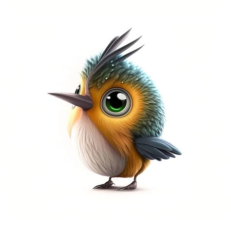 Premium Photo | A cartoon bird with big eyes and a big green eye.