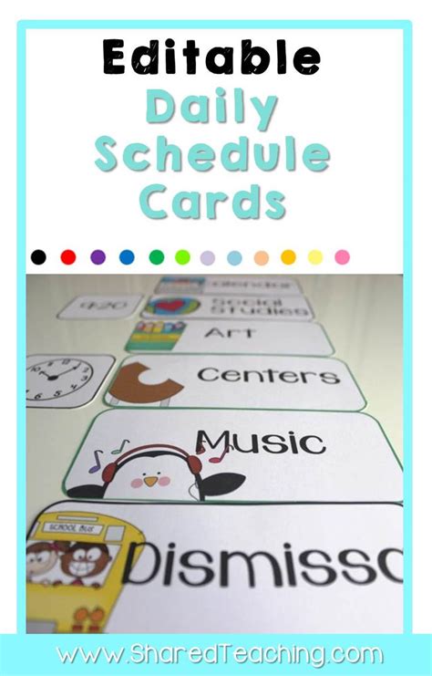 Classroom Daily Visual Schedule Cards Editable With Clocks Daily