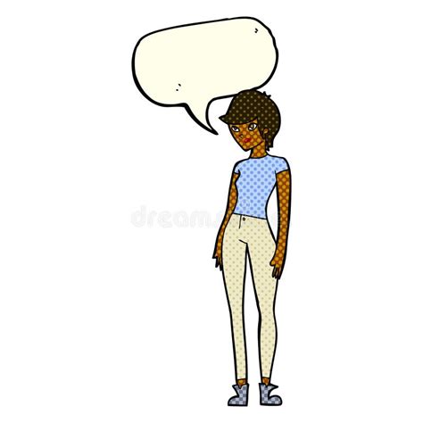 Cartoon Modern Attractive Woman With Speech Bubble Stock Illustration