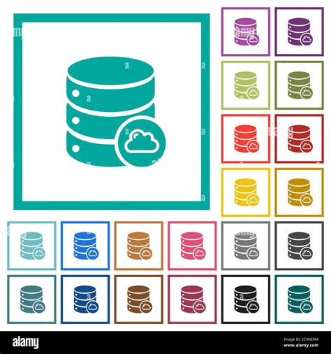 Base De Datos En La Nube Iconos De Color Plano Con Cuadros De Cuadrante