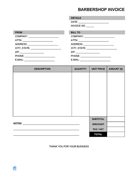 Hair Stylist Invoice Template