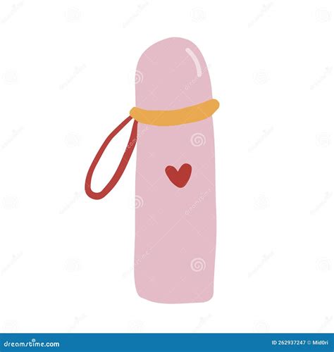 Hand Drawn Cute Isolated Clip Art Illustration Of Pink Thermos Bottle