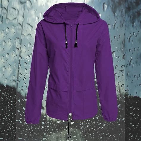 Vestitiy Rain Jackets For Women Women Plus Size Waterproof Rain Jacket Packable Outdoor Hooded