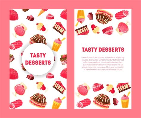 Premium Vector Delicious Desserts And Pastries Banners Set With Place