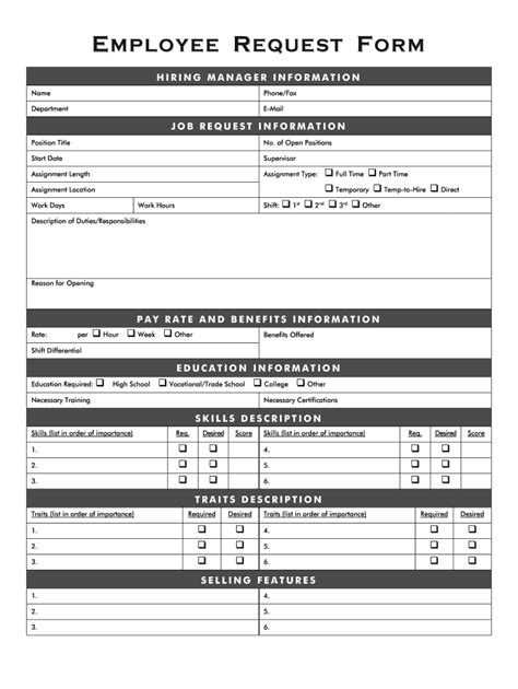 Employee Request Form Template