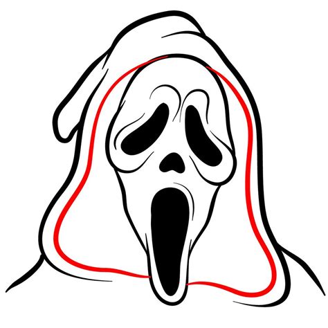 How To Draw Ghostface The Scream Mask Sketchok Drawing Guides