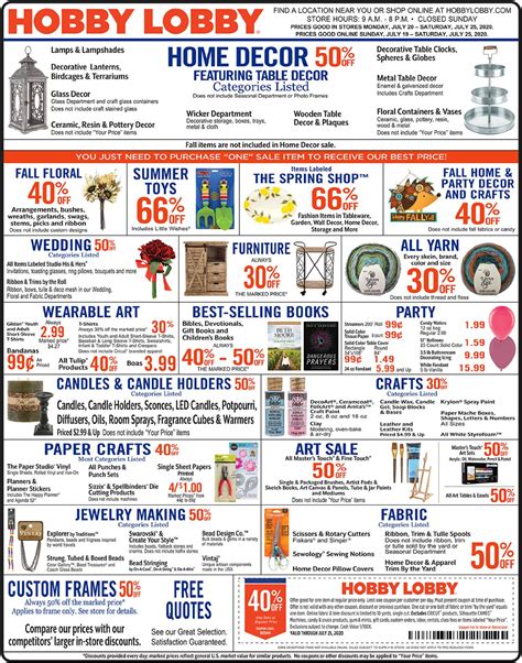 Hobby Lobby Current Weekly Ad 07 20 07 25 2020 Frequent Ads