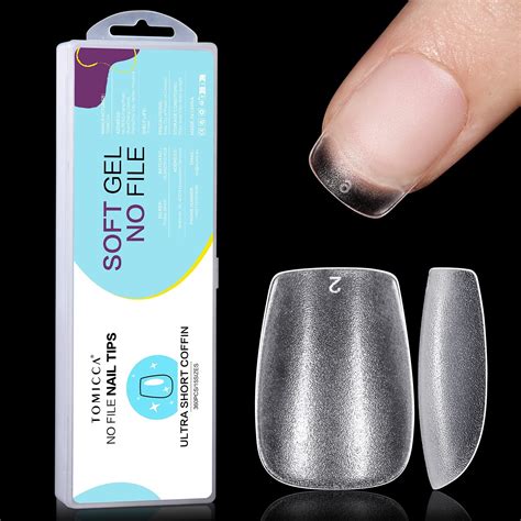 TOMICCA Extra Short Coffin Nail Tips 360Pcs No File Full Cover Gel