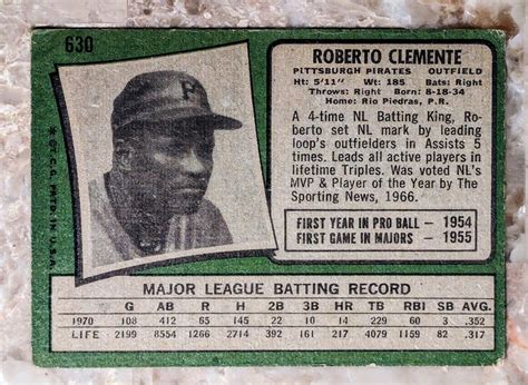 Topps Roberto Clemente Hof Pittsburgh Pirates Outfielder Ebay