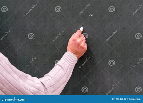 Teacher Stands with Chalk on the Blackboard Stock Photo - Image of copy ...