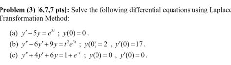 Solved Solve The Following Differential Equations Using