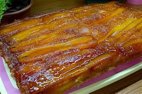 Bolo De Banana De Liquidificador Com Banana Caramelada Uma Delícia Que