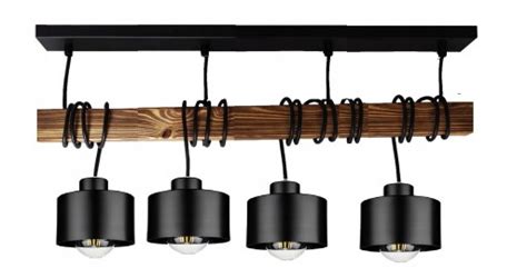 Lampa żyrandol drewno 4xE27 LOFT CZARNA 15326 4D Cena Opinie