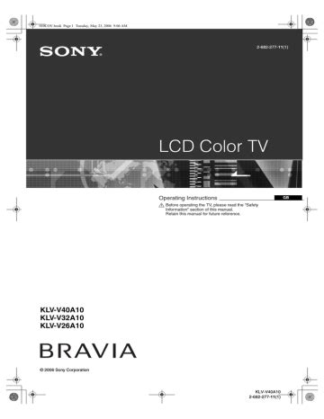 Sony KLV V40A10 User Manual Manualzz