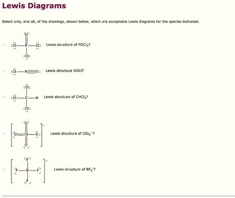 Solved Lewis Diagrams Select Only Ard All Of The Drawings Shown