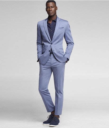 Express Light Blue Cotton Sateen Photographer Suit Pant In Blue For Men