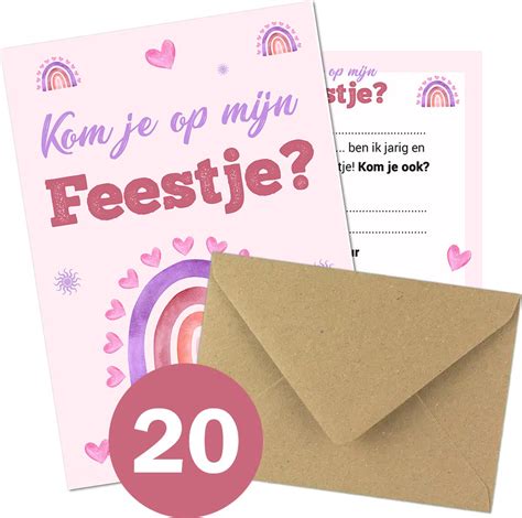 Uitnodiging Kinderfeestje Enveloppen Stuks Uitnodigingskaarten