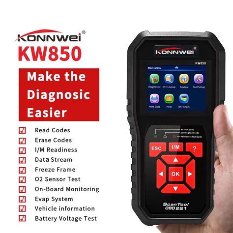 New Konnwei Kw Obd Car Diagnostic Scanner Eobd Scan Tool Engine