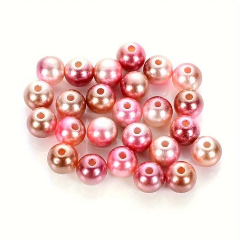 Mixed Colorful Abs Imitation Pearl Round Perforated Resin Temu United