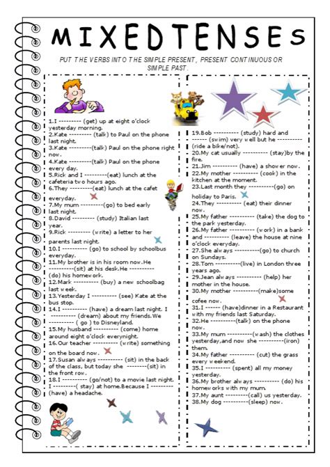 Present continuous tense exercises free printable present continuous ...