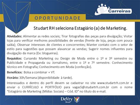 Fanor Carreiras Est Gio Em Marketing