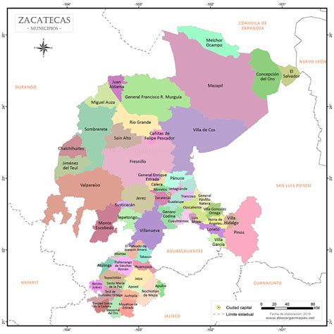 Mapa de Zacatecas por municipios - tamaño mayor | DESCARGAR MAPAS