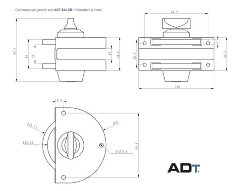 Cerradura Con Gancho ECO ADT C 524 GB Cerradero A Vidrio ADETEC