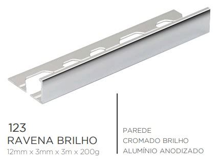 Perfil Alumínio Escadas e Acabamento de Porcelanato 12mm Barra de 3