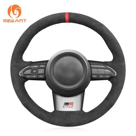 Mewant Black Alcantara Car Steering Wheel Cover Wraps For Toyota Yaris